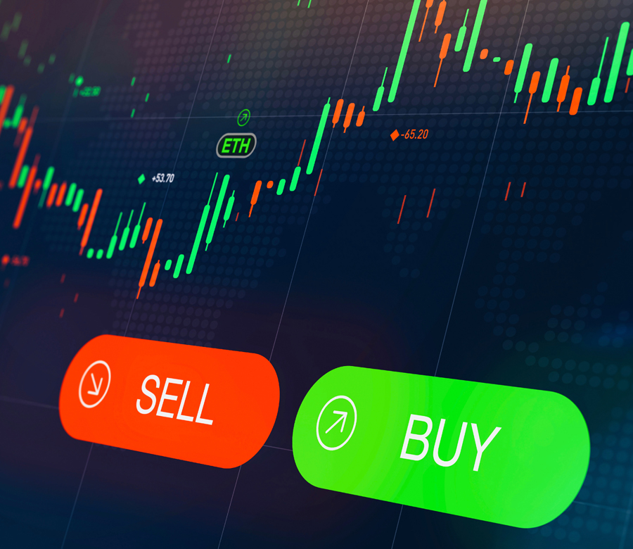 Sell and buy button on stock page.